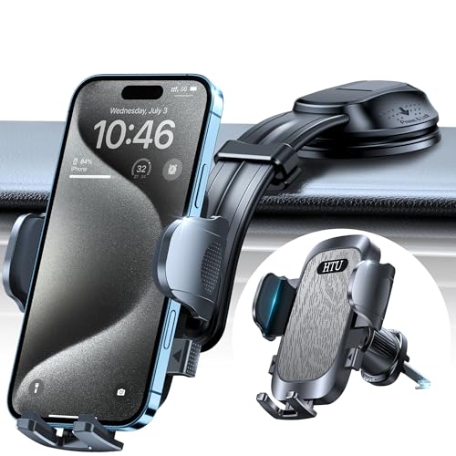 HTU Upgraded Strongest Suction No Block View Bendable Arm Car Phone Holder - color: Light Gray