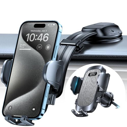 HTU Upgraded Strongest Suction No Block View Bendable Arm Car Phone Holder - color: Light Gray