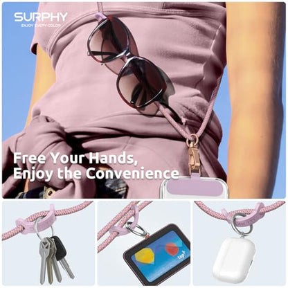 SURPHY Phone Lanyard Crossbody, Phone Strap Crossbody with 2 Tether Tabs - color: Pink & Purple