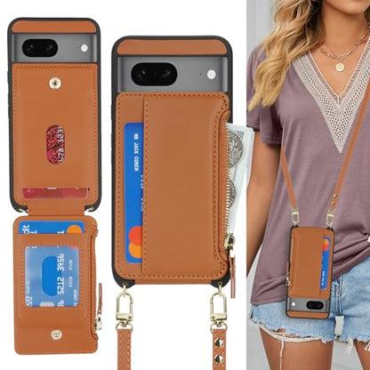 Cavor Compatible with Google Pixel 7 Case Wallet, Brown - color: Brown, size: Google Pixel 7