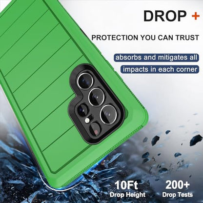 for Samsung Galaxy S22 Ultra Case with Belt Clip Holster, 2X Screen Protector, Military Grade Protection Heavy Duty Full Body Shockproof Rugged Protective Cover for Samsung S22 Ultra 5G (Green B) - color: Green B