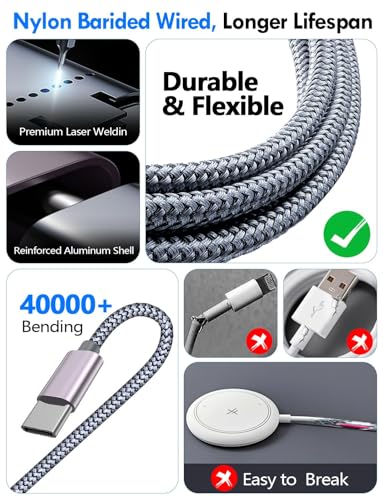 1Pack Travel Essentials for Apple Watch Charger,3-in-2 Multi Charging Cable - color: Gray, size: 1Pack-6 FT