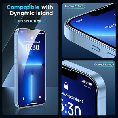 Fotbor for [3+3 Pack] iPhone 13 Pro Max Screen Protector with Camera Lens Protector, 9H Tempered Glass Case Friendly Film with Easy Installation Kit 6.7'' - size: iPhone 13 Pro Max-6.7 inch