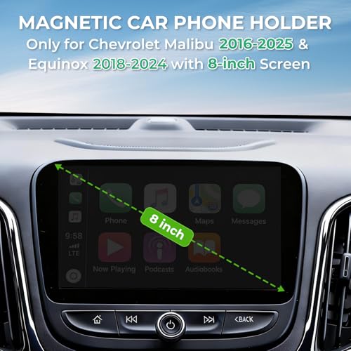 Car Phone Holder for Chevrolet Malibu 2016-2025 & Equinox 2018-2024 (Only for 8-Inch Screen) 360° Rotation Magnetic Cell Phone Mount, Compatible with Magsafe, Does Not Affect Air Vent - size: Fit for 16-25 Malibu & 18-24 Equinox, 8-Inch
