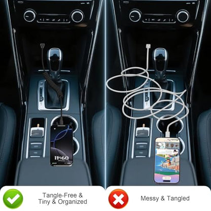 Coiled USB A to USB C Car Charger Cable, 2-Pack 3Ft Braided, Black - color: Black