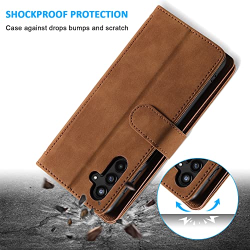 EYZUTAK Wallet Phone Case for Samsung Galaxy A16 4G/5G, Retro Matte 9 Card Holder Slots Zipper Pocket Handbag Case PU Leather Magnetic Closure Kickstand with Wrist Strap Flip Folio Purse Case - Brown - color: Brown, size: Samsung Galaxy A16 4G/5G