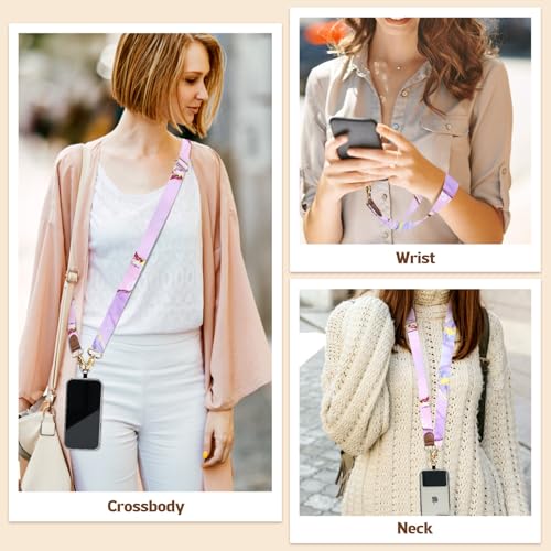 TiMOVO Phone Lanyard Crossbody Wrist Strap, Adjustable Anti-Theft Strap for Smartphone Case - color: Cloudy Pink