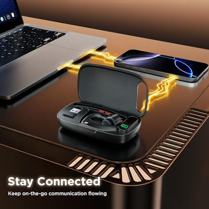Bluetooth Headset V5.3, Wireless Headset with Dual Noise-Canceling Mics, Portable Charging Case, 300H Standby Time, Hands Free Headphones for PC/Cell Phones, Trucker/Office/Work