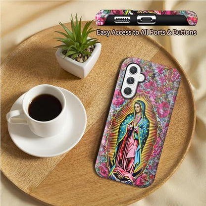 Virgin Mary Phone Case for Samsung Galaxy S25, Dual Layer Shockproof Rugged Cover with Soft TPU + Hard PC, Anti-Scratch Slim Fit Wireless Charging Compatible - color: Virgin Mary, size: 6.2" Galaxy S25