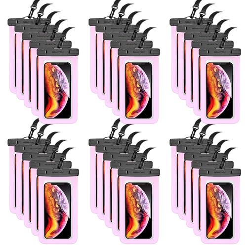 30 Pack 8.5“ Waterproof Cell Phone Pouch - Underwater Dry Bag Case Lanyard - Water Proof Clear Holder Protector for iPhone 17 16 15 Pro Max Plus Samsung Galaxy S25 S24 Ultra Note for Beach Swimming - color: 30 Pack Pink