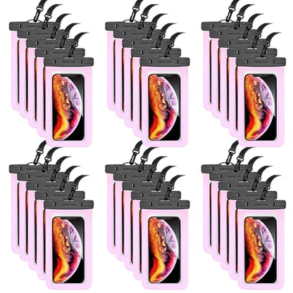 30 Pack 8.5“ Waterproof Cell Phone Pouch - Underwater Dry Bag Case Lanyard - Water Proof Clear Holder Protector for iPhone 17 16 15 Pro Max Plus Samsung Galaxy S25 S24 Ultra Note for Beach Swimming - color: 30 Pack Pink