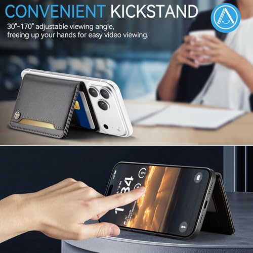 Vinich for MagSafe Wallet Magnetic RFID Blocking Card Holder, Black - color: Black