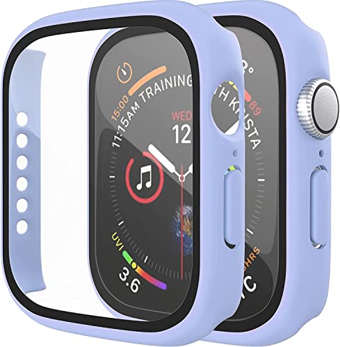 Maeline Bulk Cases Compatible with Apple Watch Series 3/Series 2/Series 1 42mm with Built in Tempered Glass Screen Protector, Overall Protective Hard PC Case Ultra-Thin Cover Baby Blue 10 Pack - color: Baby Blue, size: 42 mm