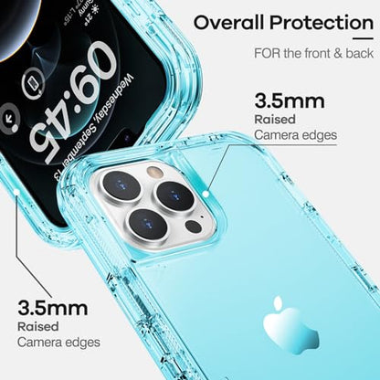 ORIbox for iPhone 13/12 Pro Max Case, 10 FT Military Grade Drop Protection, Transparent Heavy Duty Shockproof Anti-Fall Case, 6.7 inch, 3 in 1, Crystal Blue