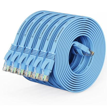 CableGeeker Cat 6 Flat Ethernet Cable 10ft 6Pack, 10Gbps, Blue - color: Blue-Flat, size: 10ft