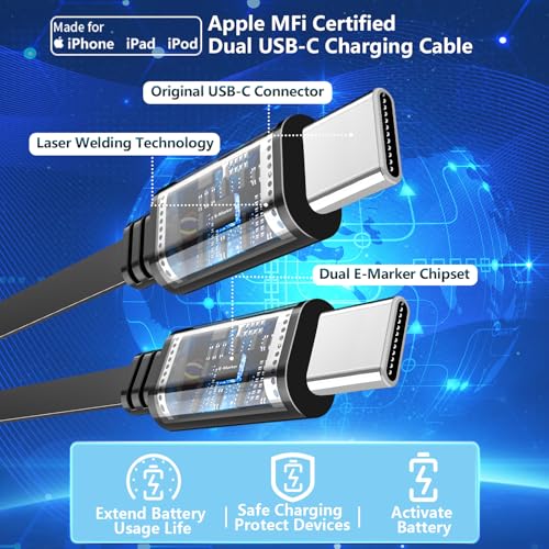 Apple MFi Certified Retractable Car Charger USB C, 120W Car Phone Charger - size: 2.8FT