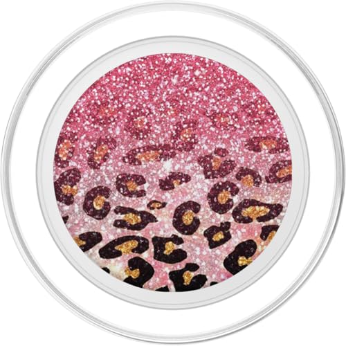Cute Pink Leopard Print Pattern Fashion Design on Black PopSockets PopGrip for MagSafe - style: Magnetic PopGrip