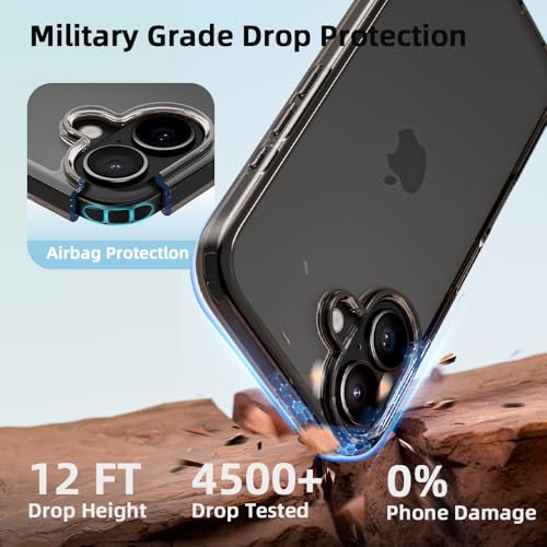 Mobnano for iPhone 16 Case, Protective Shockproof Bumpers [Not Yellowing] Anti-Scratch Transparent Slim Hard PC Back Soft TPU Frame Cover for Men Women - Black - color: Black