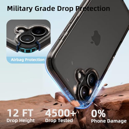 Mobnano for iPhone 16 Case, Protective Shockproof Bumpers [Not Yellowing] Anti-Scratch Transparent Slim Hard PC Back Soft TPU Frame Cover for Men Women - Black - color: Black
