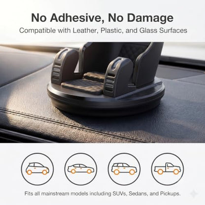 Car Phone Holder, Car Dashboard Phone Mount with Silicone Pad Mat, Slip Free Desk Phone Stand, Universal for Most Smartphones,GPS Devices and More (Black) - color: Black