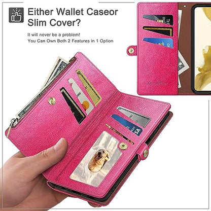 XcaseBar Compatible with ‌Moto Edge 5G 2025 Wallet case with Zipper Credit Card Holder【RFID Blocking】,Flip Folio Book PU Leather Phone case Shockproof Cover Women Men for Mote Edge 2025 case Rose Red - color: Rose Red
