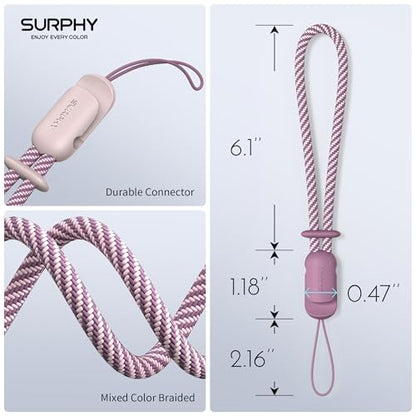 SURPHY 2 Pack Phone Lanyard, Phone Wrist Strap for Case, Camera Wrist Strap - color: Pink & Lilac Purple
