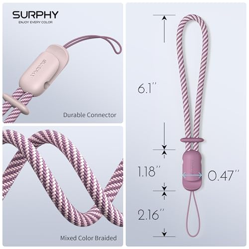 SURPHY 2 Pack Phone Lanyard, Phone Wrist Strap for Case, Camera Wrist Strap - color: Pink & Lilac Purple