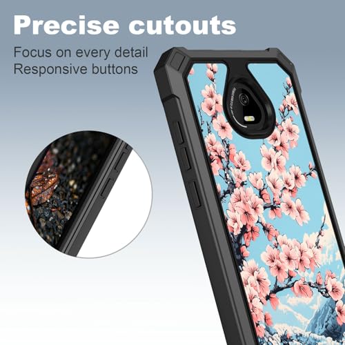 for Schok Volt Sv67q Sv67332 Case with Screen Protector, Military Grade Drop Protection, Dual Layer Hybrid Shockproof Protection TPU Phone Case for Schok Volt Sv67q, Peach Blossoms - color: Peach Blossoms