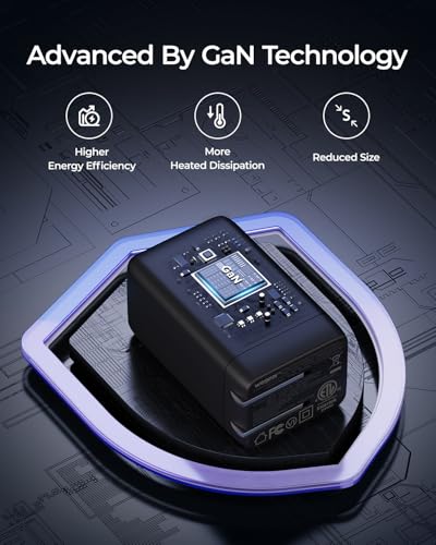 wegear 67W USB C Charger, 3-Port GaN Fast Charging Block with Foldable Plug - color: Black