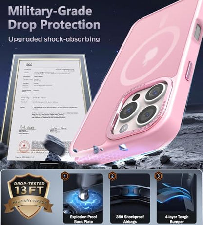 Newfuture Magnetic for iPhone 16 Pro Case Matte Shockproof, Chalk Pink | Military Drop Protection, Slim Matte Anti-Fingerprint, Compatible with Magsafe, Camera Guard, Translucent Protective Cover - color: Chalk Pink, size: iPhone 16 Pro 6.3 inch