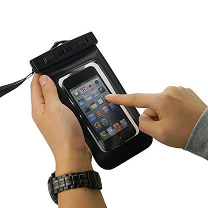 iPhone 6 PLUS Universal WaterProof Case (IPX8 Certified Protective Smartphone Waterproof Life Pouch / Credit Card Waterproof Bag Case) Waterproof Case for Apple iPhone 6 PLUS 5S 5C 5, Samsung Galaxy S5 S4 - [Black] Universal Waterproof Pouch with Touch Re