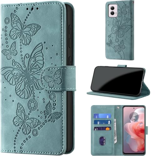 Case Wallet for Motorola Moto G Power 5G 2024, Light Green | RFID Blocking, 3 Card Holder Stand, Shockproof TPU Shell, PU Leather Magnetic Closure, 6.7-inch - color: Light Green
