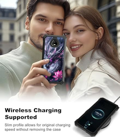 for Schok Volt Sv67q Sv67332 Case with Screen Protector, Military Grade Drop Protection, Dual Layer Hybrid Shockproof Protection TPU Phone Case for Schok Volt Sv67q, Dragon and Lotus - color: Dragon and Lotus