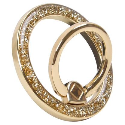 Magnetic Phone Ring for MagSafe Grip [Super Magnet] Gold Twinkle Design Ring Holder Stand, magsafe pop Socket (Gold) - color: Gold