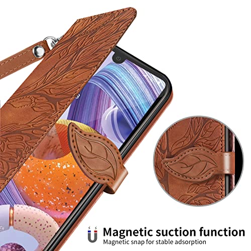 LG Stylo 6 Wallet Case with Card Holder/Slot,PU Leather Flip Folio Shell [Magnetic Closure][Wrist Strap][Kickstand] Shockproof Cover Fit LG Stylo 6(6.8''),Brown - color: Brown, size: LG Stylo 6