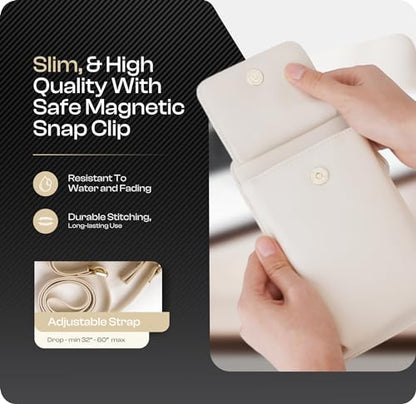 Crossbody Phone Purse for Women – RFID Phone Case Wallet w/Magnetic Closure & Separate Zipper Pocket Crossbody Bag - color: Ivory