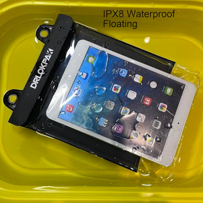 DRLOKPAK Waterproof eReader Case Cover Tablet Holder Floating Dry Bag Pouch for Kindle Paper White Oasis Fire 7 HD 8 Nook HD 9 Kobo Libra 2 iPad mini Tab 7 Nexus 7 - color: Black, size: 8.5inch