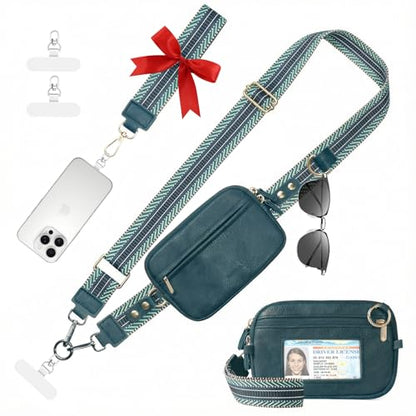 Tiostep Clip and Go Strap for Phone with Wallet Crossbody Phone Lanyard Adjustable and Anti-Theft Leather Purse with RFID Zipper Pouch for Travel Daily Life. Blue - color: Blue