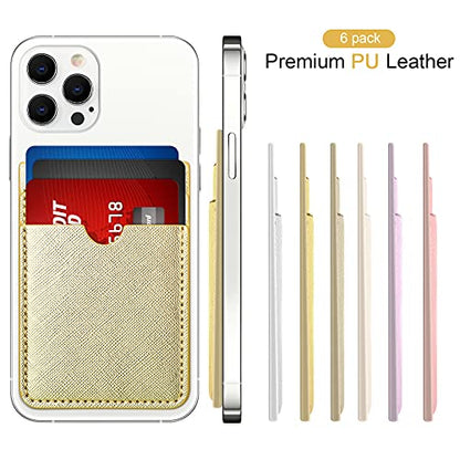 6 Pcs 6 Pcs Stick on Phone Card Holder Wallet, Solid, Charming Color - color: Charming Color