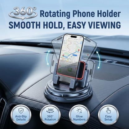 Fodeuxp Car Phone Holder 360 Degree Rotation, 2026 New Non-Slip Dashboard Cell Phone Holder, Universal Car Phone Mount Stand for Best Navigation and Viewing (3 pcs) - color: 3 pcs