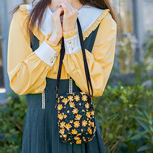 SILKAREA Embroidered Cute Mini Crossbody Bag for Women Small Handbags Wristlet Wallet Bag Cell-phone Pouch Coin Purse - color: Chamomile Yellow
