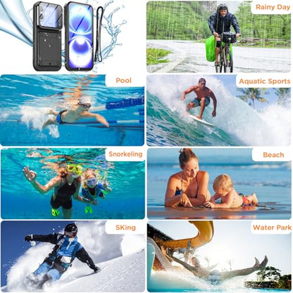 AICase Waterproof Phone Case,Universal Self-Check Function Underwater Pouch Dry Bag Beach Floating Shower Snorkeling for iPhone 16/16pro/15/15pro/14/14pro/13/13pro/12/12pro,11pro/xs/x for 6.3" Black - size: iphone 6.3"