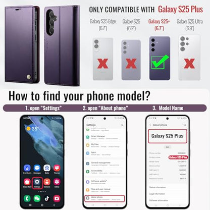 for Samsung Galaxy S25 Plus 2in1 Detachable Wallet Case, Purple | Compatible with Magsafe, Magnetic, RFID Blocking Card Holder, Shockproof, Kickstand, Wireless Charging, PU Leather Flip Cover - color: Fashion Purple, size: Galaxy S25 Plus - 6.7"