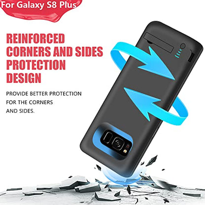 Battery Case for Samsung Galaxy S8+ Plus, 6500mAh Rechargeable Extended Battery Charging Charger Case (6.2 Inches) Black