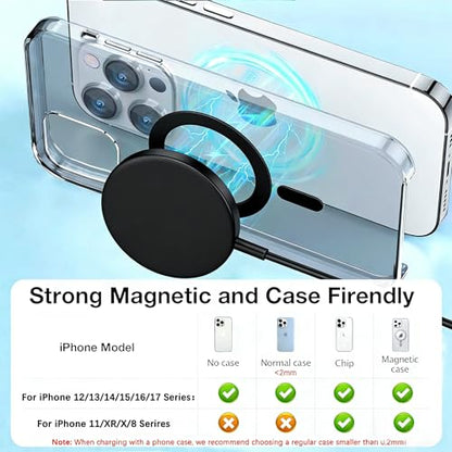 Magnetic Wireless Charger Apple Mag-Safe Charger,[Apple MFi Certified] iPhone Charger Block&15W 3FT Wireless Charging Pad for iPhone 17 Pro Max/17 Pro/17 Air/17/16/15/14/13/12,AirPods Pro 3/2(Black)