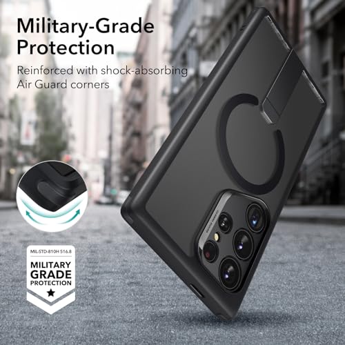 ESR for Samsung Galaxy S24 Ultra Magsafe Case with Kickstand, Wireless Charging Compatible with Magnetic, 3 Stand Modes, Military-Grade Protection, Shockproof Case Slim Fit for S24 Ultra, Black - color: Magsafe Boost-Frosted Black