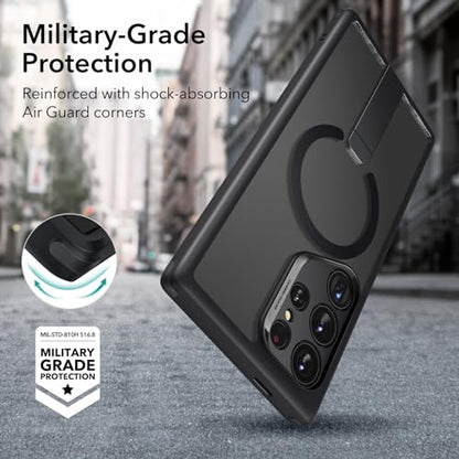 ESR for Samsung Galaxy S24 Ultra Magsafe Case with Kickstand, Wireless Charging Compatible with Magnetic, 3 Stand Modes, Military-Grade Protection, Shockproof Case Slim Fit for S24 Ultra, Black - color: Magsafe Boost-Frosted Black