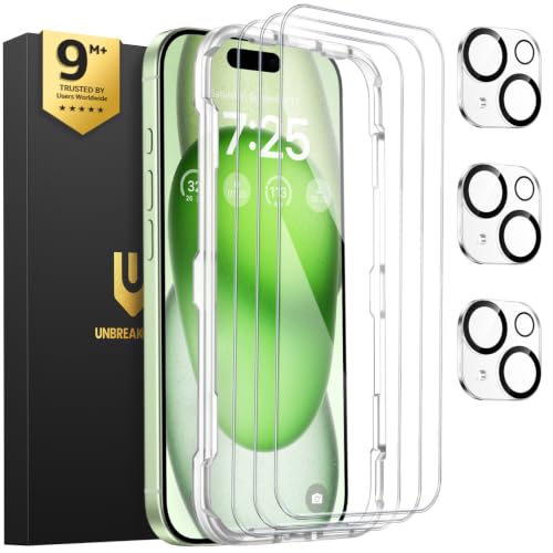 UNBREAKcable iPhone 15 Plus Screen Protector & Camera Lens Protector - size: iPhone 15 Plus
