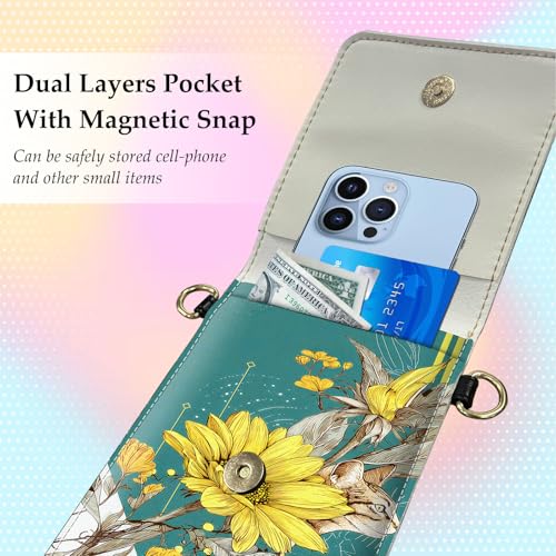 Small Crossbody Bags for Women Touchscreen Cell Phone Bag Cross Body Purses with adjustable Strap,Gifts For Teenage Girls - color: The Hidden Cat & Flower