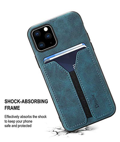 SINIANL Compatible with iPhone 11 Card Case, Ultra Slim Shockproof Leather Credit Card Holder Slot Money Pocket Case, Protective Bumper Phone Cover Blue - color: Blue, size: Compatible with iPhone 11